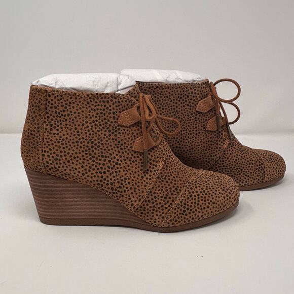 TOMS Women's Kala Desert Wedge Mini Cheetah Suede Bootie Size 8 NEW - Picture 6 of 10